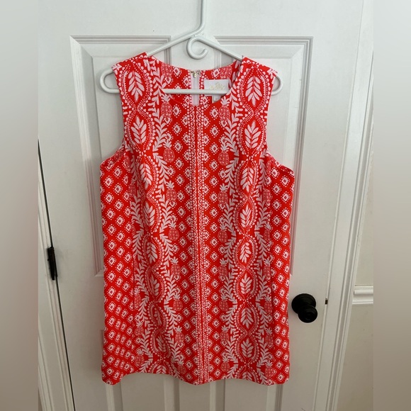 Lilly Pulitzer Edita Shift Dress in Flamingo Feather Harbor sz 12 - Picture 3 of 6
